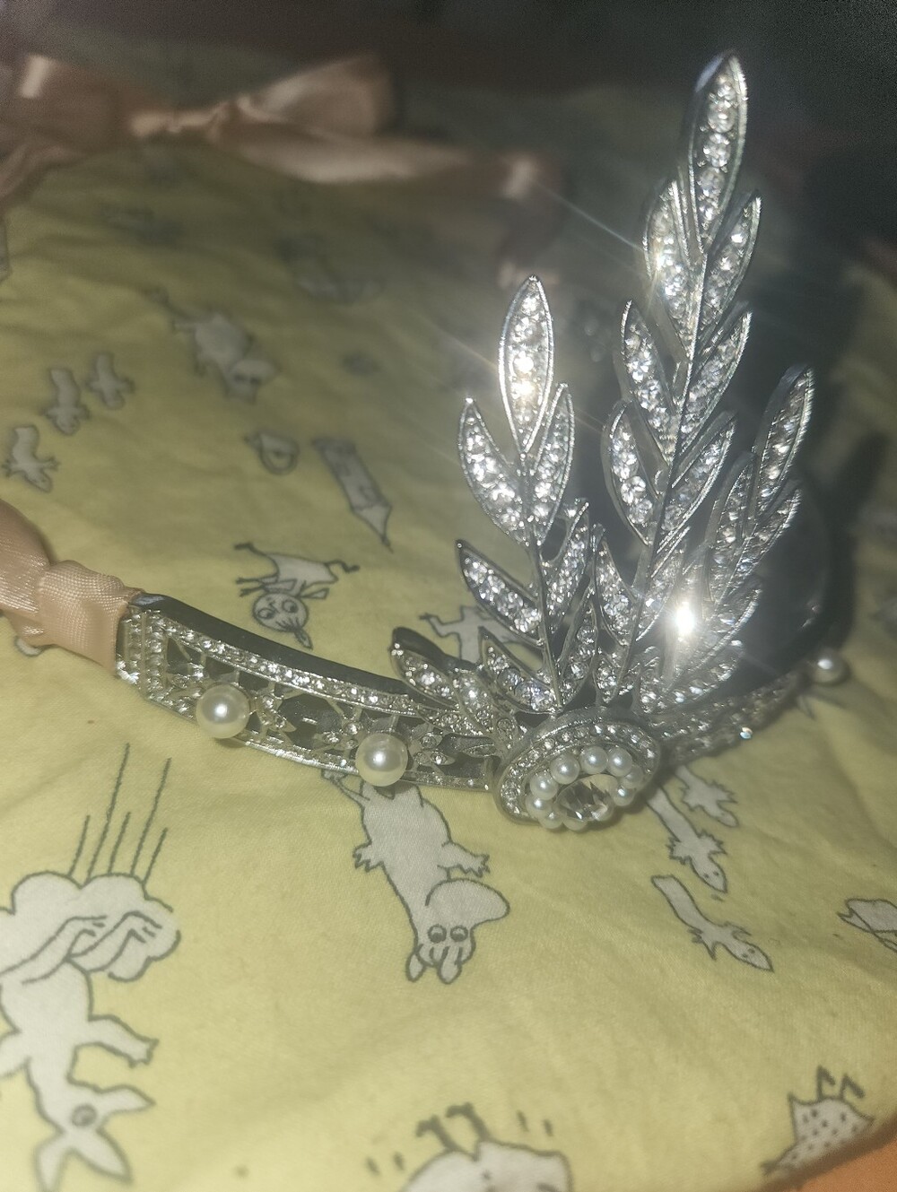 Vintage 1920s Flapper Silver Great Gatsby Style Crown Head Bridal Wedding Party